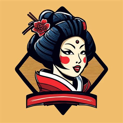 Geisha Japonesa Samurai Garota Desenhada M O Plano Elegante Adesivo