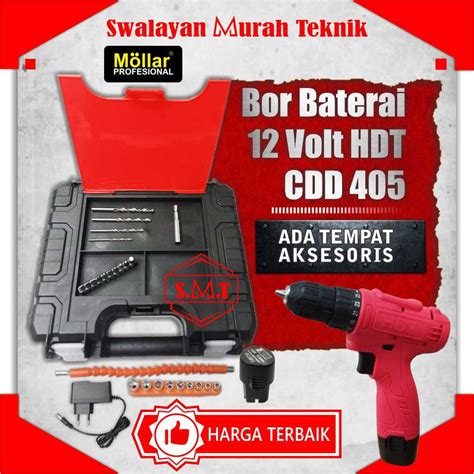 Jual Bor Baterai Hdt Cdd Cordless V Set Mata Bor Charger Drill