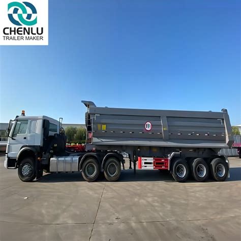 Hydraulic 60 80 Tons 3 4 Axles Rear Dump Trailer 35 40 Cubic Meter Dump