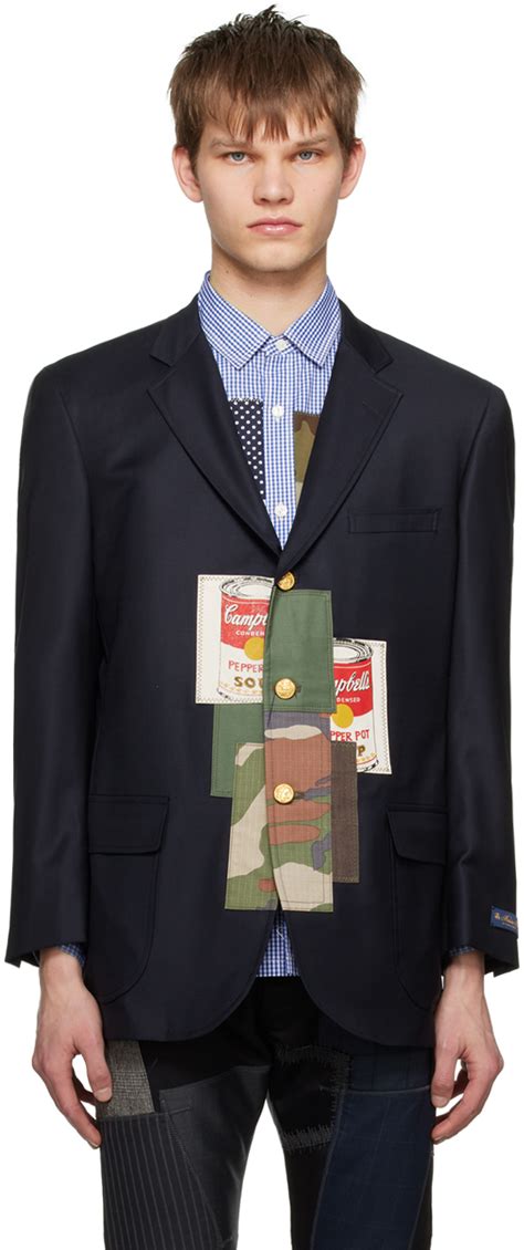 Junya Watanabe Navy Brooks Brothers Edition Notched Blazer SSENSE