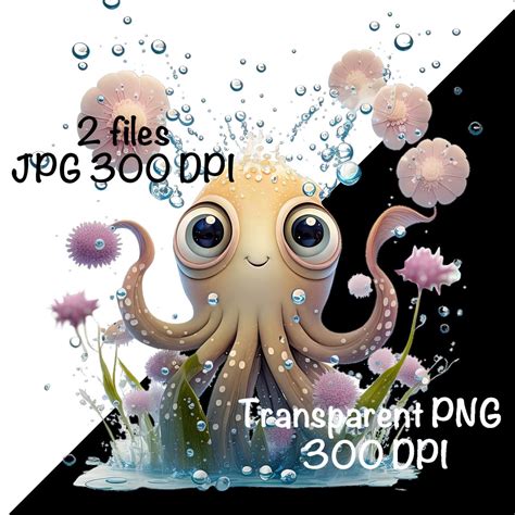 Cute Squid PNG Clipart Ocean Animals Sea Squid PNG Adorable - Etsy