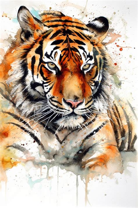 Premium AI Image | Watercolor painting of a tiger