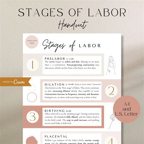 Stages Of Labor Handout Phases Of Labor Handout Birth Doula Etsy