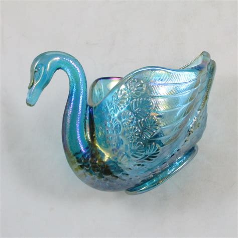 Fenton Persian Pearl Carnival Glass Pastel Swan Salt Carnival Glass