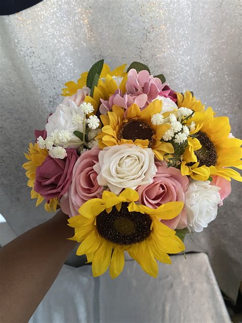 Sunflower Wedding Bouquet Dusty Rose Sunflower Bouquet Etsy In 2020