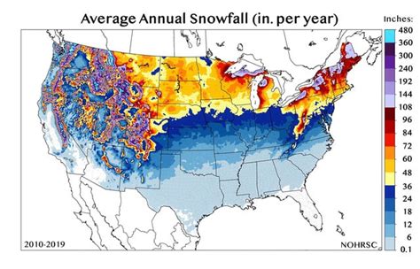 United States Average Annual Snowfall 2010 2019 High Resolution Data