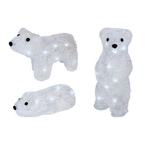 Famille d ours lumineux à piles 16 LED H26 cm Blanc froid