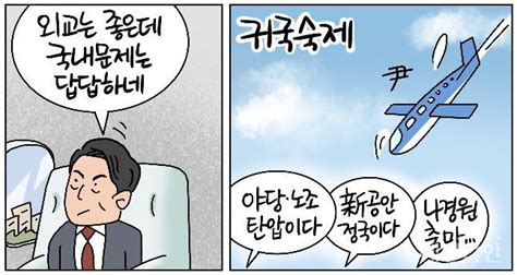 D 시사만평 윤석열 세일외교는 성공귀국 숙제는 산적