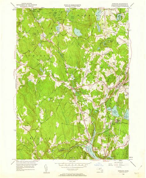 Sterling Massachusetts 1950 1962 USGS Old Topo Map Reprint 7x7 MA