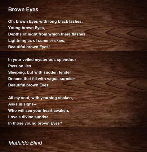 Brown Eyes - Brown Eyes Poem by Mathilde Blind