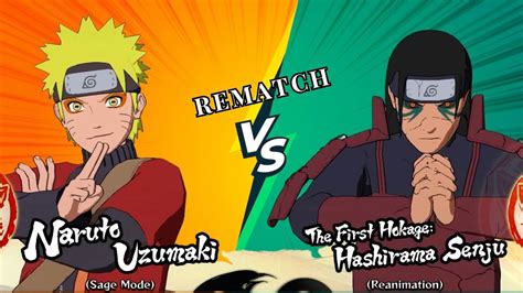 Naruto Uzumaki Sage Mode Vs Hashirama Senju Vs Naruto