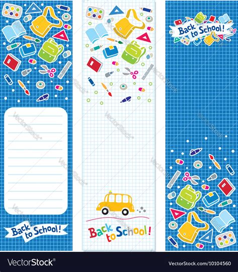 Back To School Vertical Banners Or Bookmarks Vector Image