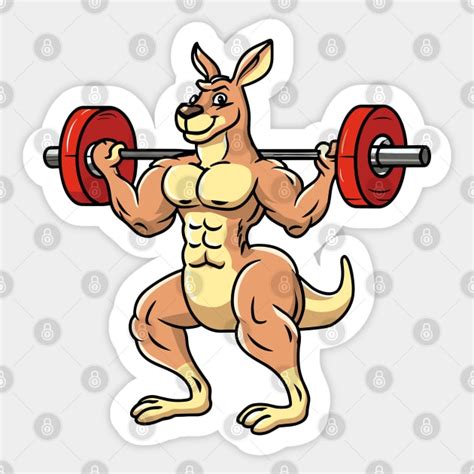 kangaroo bodybuilder workout - Kangaroo - Sticker | TeePublic