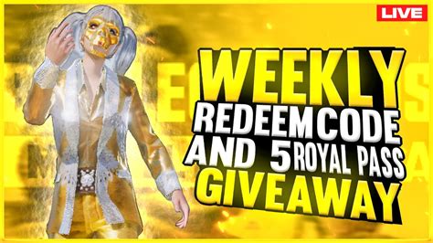 Weekly Radeem Code And 5 Royal Pass Giveaways BGMI Live Bgmilive