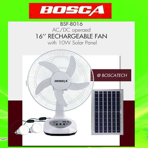 BOSCA Solar Recahrgeable Electric Fan BSF 8016 16 Rechargeable