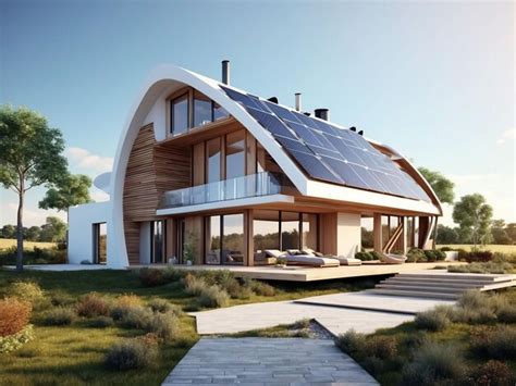 Casa ecológica moderna painéis solares e moinhos de vento para usar