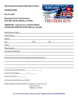 Fillable Online 4th Annual Freedom Run Barrel Race Fax Email Print