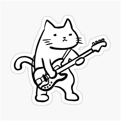 Bass Cat Sticker For Sale By Miketama9 Redbubble Black And White Stickers Anime Halloween