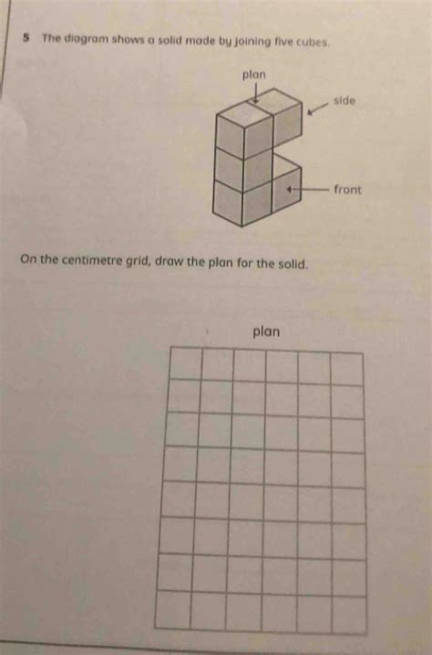 Solved 5 The Diagram Shows A Solid Made By Joining Five Cubes On The