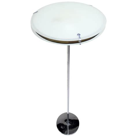 Art Deco Style Chrome And Lucite Floor Lamp With Frosted Glass Shade For Sale At 1stdibs Art