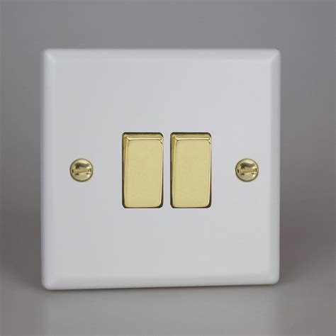 Revive Twin Light Switch Matt Whitebrass Rv2smw