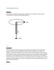 Centripetal Force Docx Centripetal Force Objective The Objective