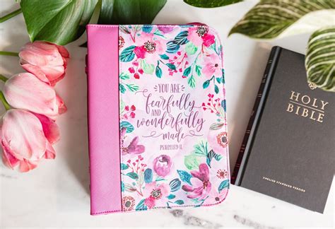 Bible Cover Case Floral With A Matched Bookmark Pen Holder Pockets