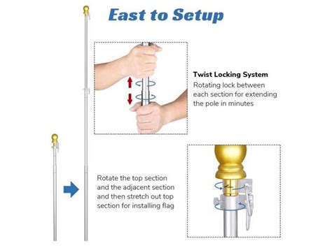 Yeshom Ft Sectional Flagpole Telescopic Aluminum Flag Pole W Us