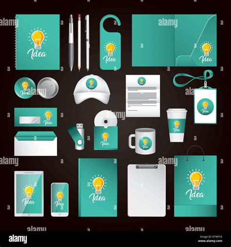 Corporate Identity Template Design With Idea Green Color Elements