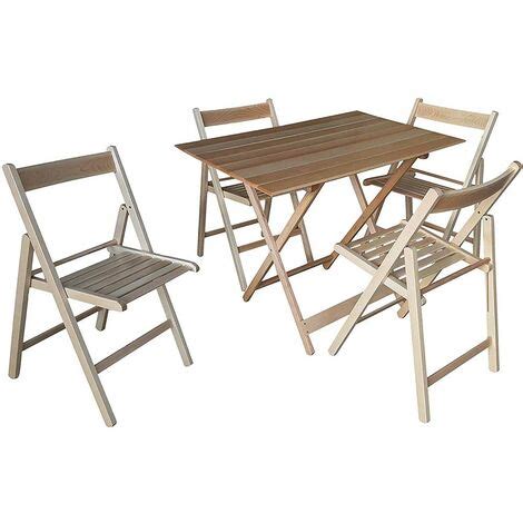 Mesa De X Cm Con Sillas Picnic Plegables De Madera Natural Que