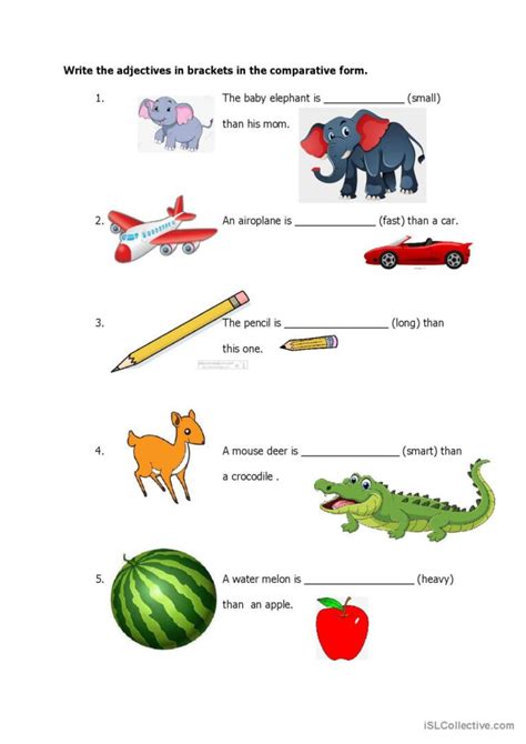 Comparative Adjectives Worksheet For Kids