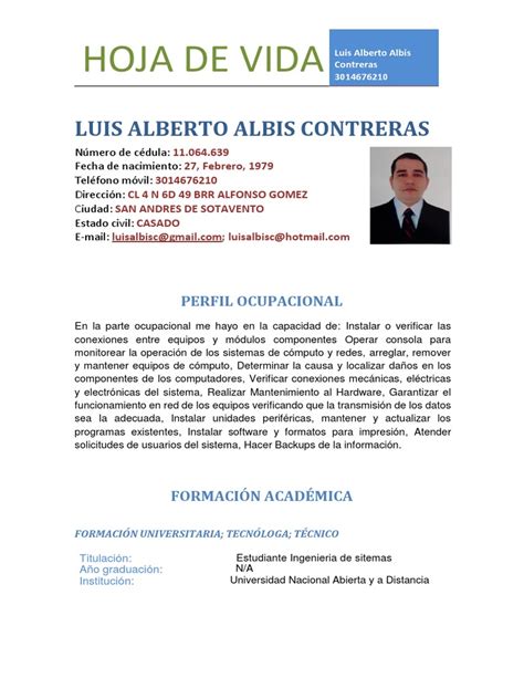 PDF Hoja De Vida Luis Albis DOKUMEN TIPS