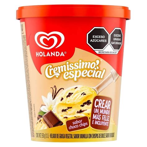 Helado Holanda Cremissimo Especial Sabor Chocochips 1 L Walmart