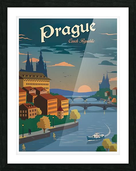 Prague Czech Republic Travel Poster Vintage Poster