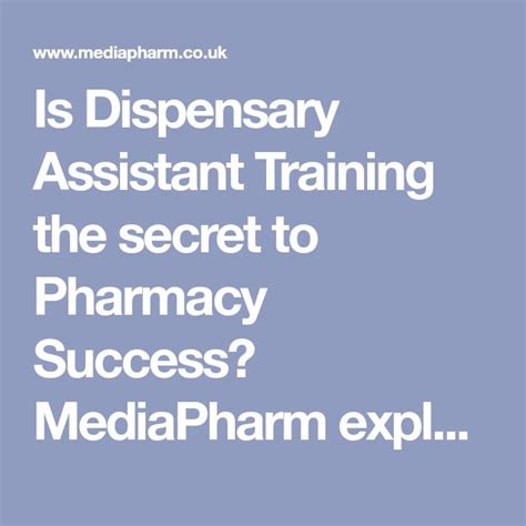 Is Dispensary Assistant Training Useful For All Support Staff