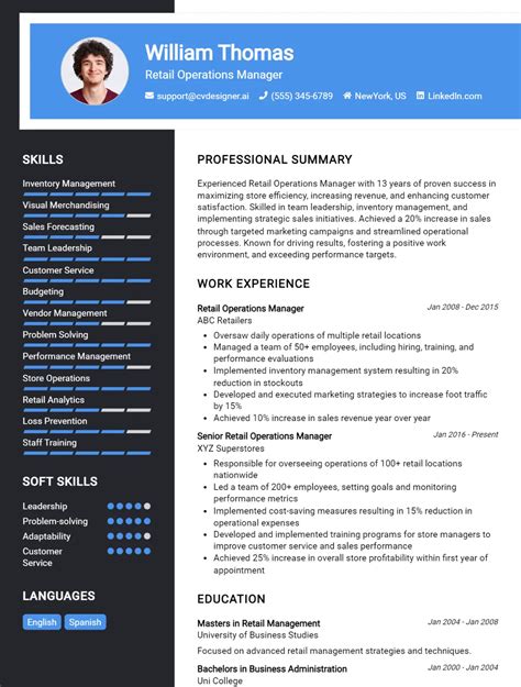 Retail Operations Manager Cv Example For How To Craft A Winning