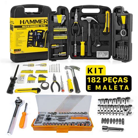 Kit de ferramentas manuais 182 peças maleta Hammer Faz a Boa