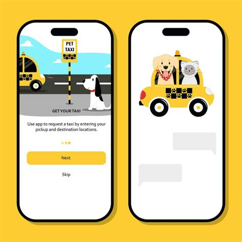 Phone App Pet taxi vector illustration Transfer service for animals ...