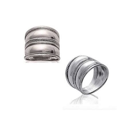 Bague Large Stri E En Argent Massif Vieilli Tailles Mixte