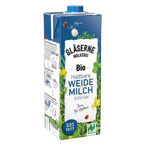 Gläserne Molkerei Weidemilch haltbar 3 8 Fett Bio 1l ekomarkt