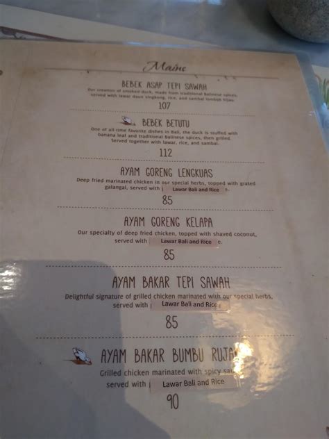 Menu At Bebek Tepi Sawah Restaurant Bekasi Regency Jl Niaga Raya