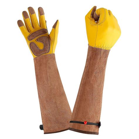 Faux Leather Gardening Gloves Thorn Proof Long Gauntlet Heavy Duty