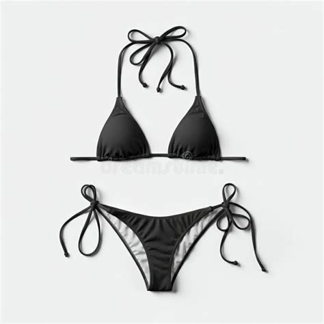 Black Bikini Set With A Triangle Top Featuring Adjustable Neck And Back