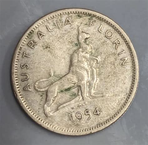 COMMEMORATIVE 1954 AUSTRALIA Silver Two Shillings FLORIN Coin C3240