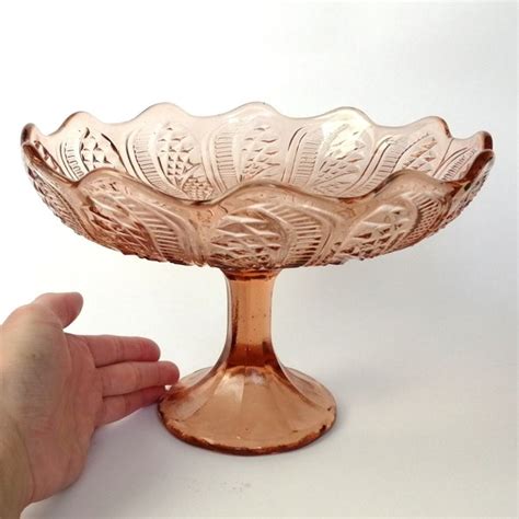 Pink Depression Glass Cake Stand Etsy