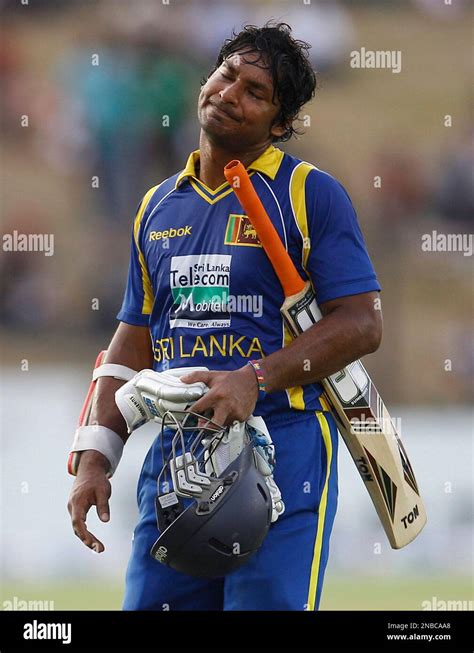 Sri Lanka S Kumar Sangakkara Reacts After Losing His Wicket During