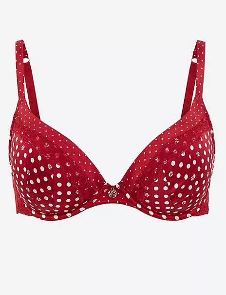 Silk And Lace Spot Padded Plunge Bra Rosie For Autograph Mands