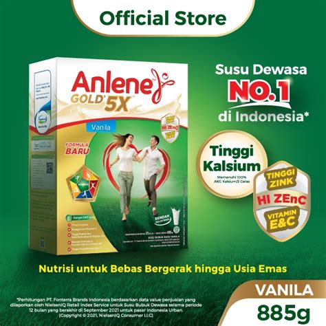 Jual Anlene Gold 5X Susu Bubuk Dewasa Vanila 885g Nutrisi Tinggi