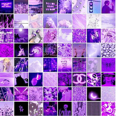 122 Boujee Purple Aesthetic Wall Collage Kit Neon Purple Etsy Uk