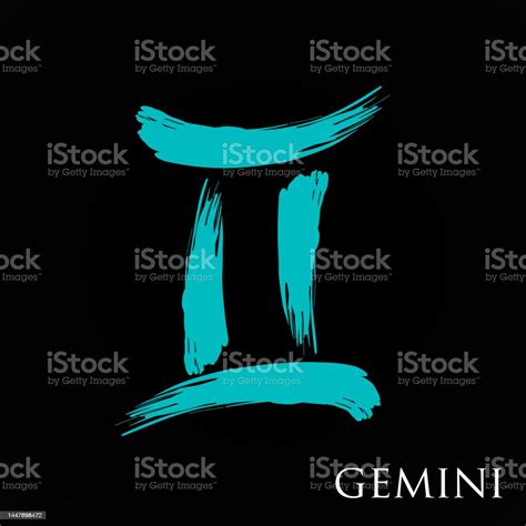 Gemini Zodiac Symbol Isolated On White Background Brush Stroke Gemini